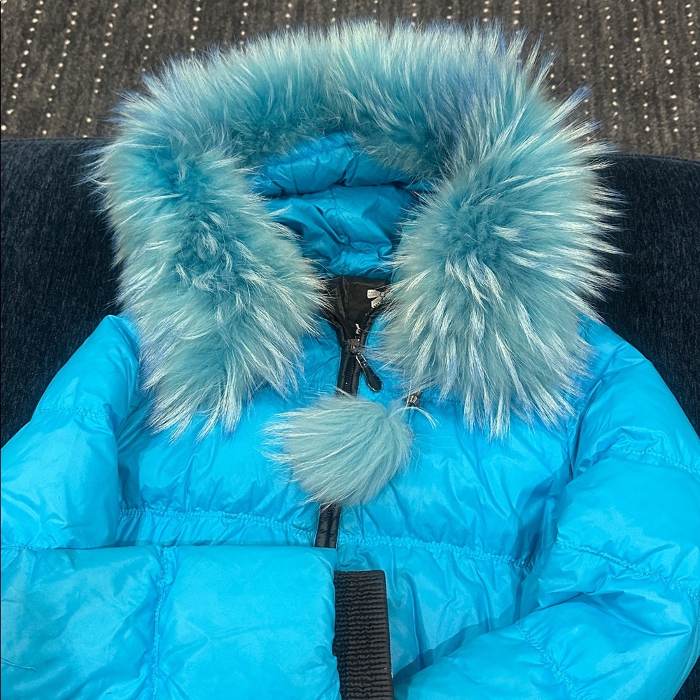 Blue Fur-Trimmed Puffer Coat - Picture 3 of 7